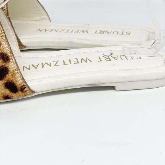Stuart Weitzman Women's Animal Print Calf Hair Slide Sandals Size 4.5 B - Picture 12 of 13